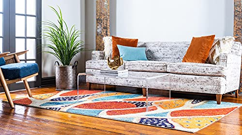 Unique Loom Positano Collection Coastal Modern Abstract Oceanic Rust Red Area Rug (9' x 12') - Image 3