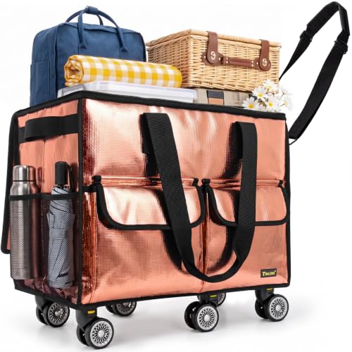 Image of BALEINE Reusable Grocery Bag on Wheels, Foldable Rolling Tote Bag