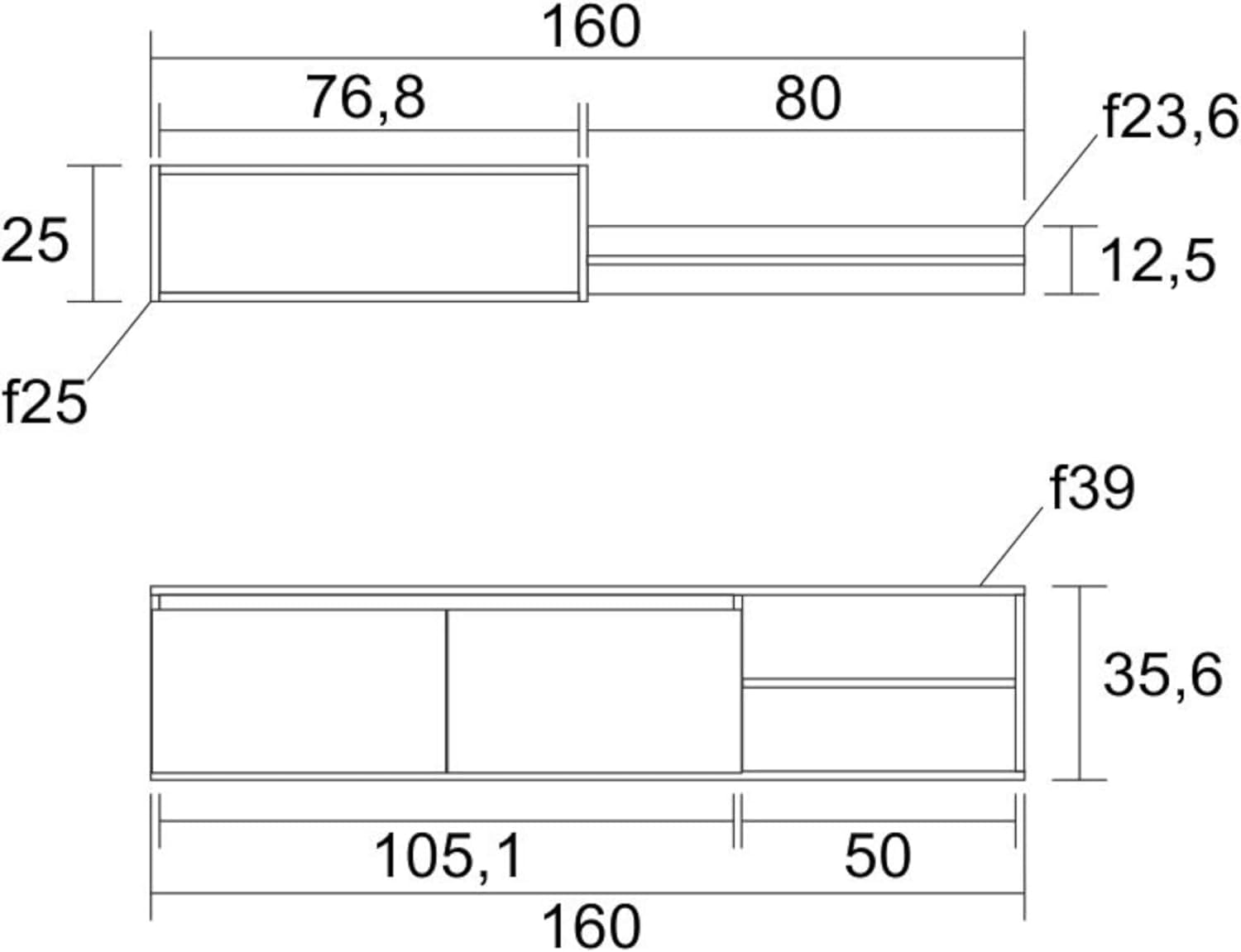Mobelcenter, Mueble de Salón Oce 160, Módulo TV, Módulo Superior y Estante, Acabado en Color Blanco Mate y Sahara, Medidas: Ancho: 160 cm x Alto: 200 cm x Fondo: 39 cm (1568)