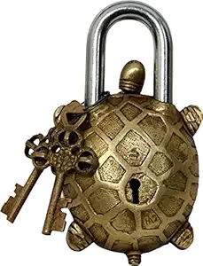 ANTIQUE Style TORTOISE Type Padlock - Lock with Key - Brass Made - Padlock