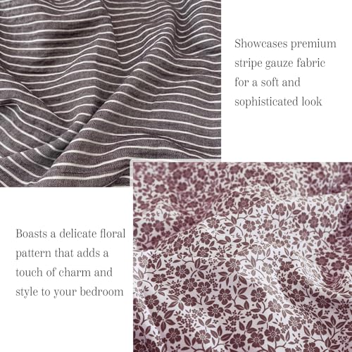 Image of BLOOMHAVEN Queen Comforter Set - 7 Pieces Deep Purple Bedding Sets for All Seasons, Lightweight Breathable Bed in a Bag Queen with Revesible Farmhouse Comforter, Sheets, Pillowcases & Shams