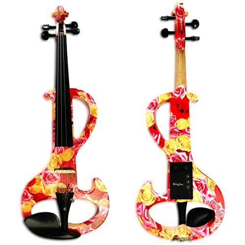 Kinglos 4/4 Yellow Pink Rose Colored Solid Wood Intermediate-A Electric/Silent Violin Kit With Ebony Fittings Full Size (Dsza1003) #TOP1