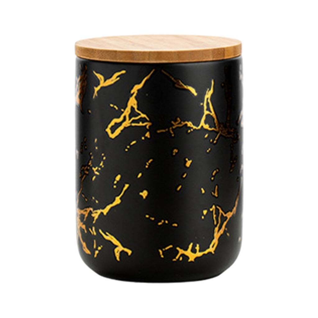 PIXZCSA Modern Kitchen Canisters With Lids Airtight Food Storage Containers Beautifully Crafted Ceramic Sugar Tea Coffee Jars Canister Container Tins For, Black, M