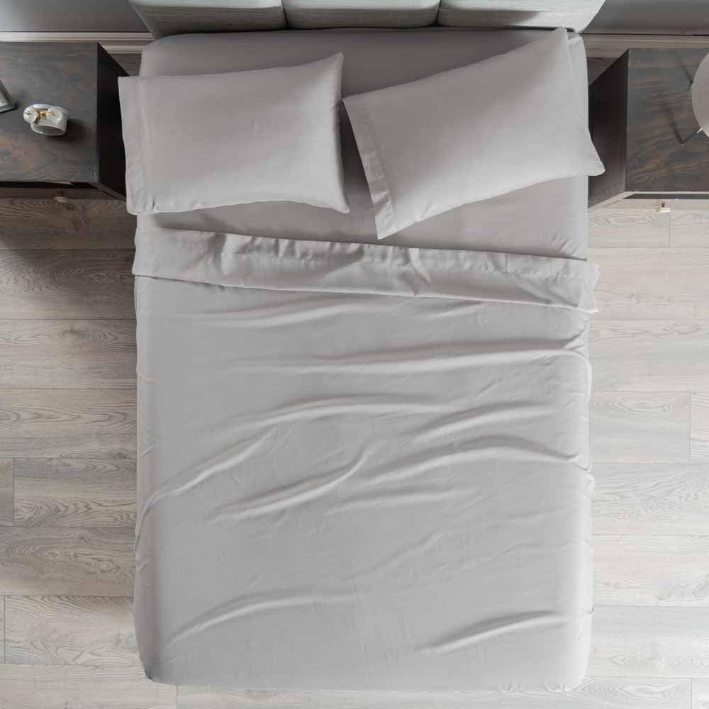 Vianney Viasoft Grey Queen Size Sheet Set - 4 Pieces - Viasoft Microfiber Texture - Ultra Soft, Breathable Fabric with Deep Pockets and Wrinkle-Resistant Finish for All-Season Comfort