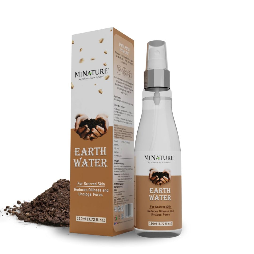 Mi Nature Earth Water | Baked Earth (Mitti)| Pure & Natural Toner | Facial Mist | Cruelty Free | Chemical Free | Made in India | 110ml (3.72 Fl. oz.)