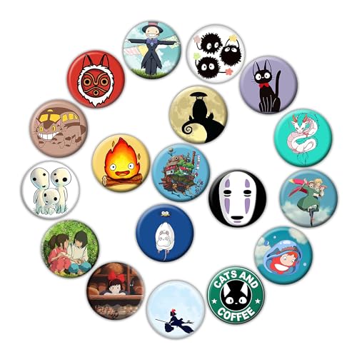 Babymiu Cute Anime Soot Sprite Calcrfer Button Pin Setï¼ˆ18 Pack,1.5 INCHï¼‰ Cartoon Decoration Gifts Merch Party Supplies Button for Accessories Art DIY Crafts Decor