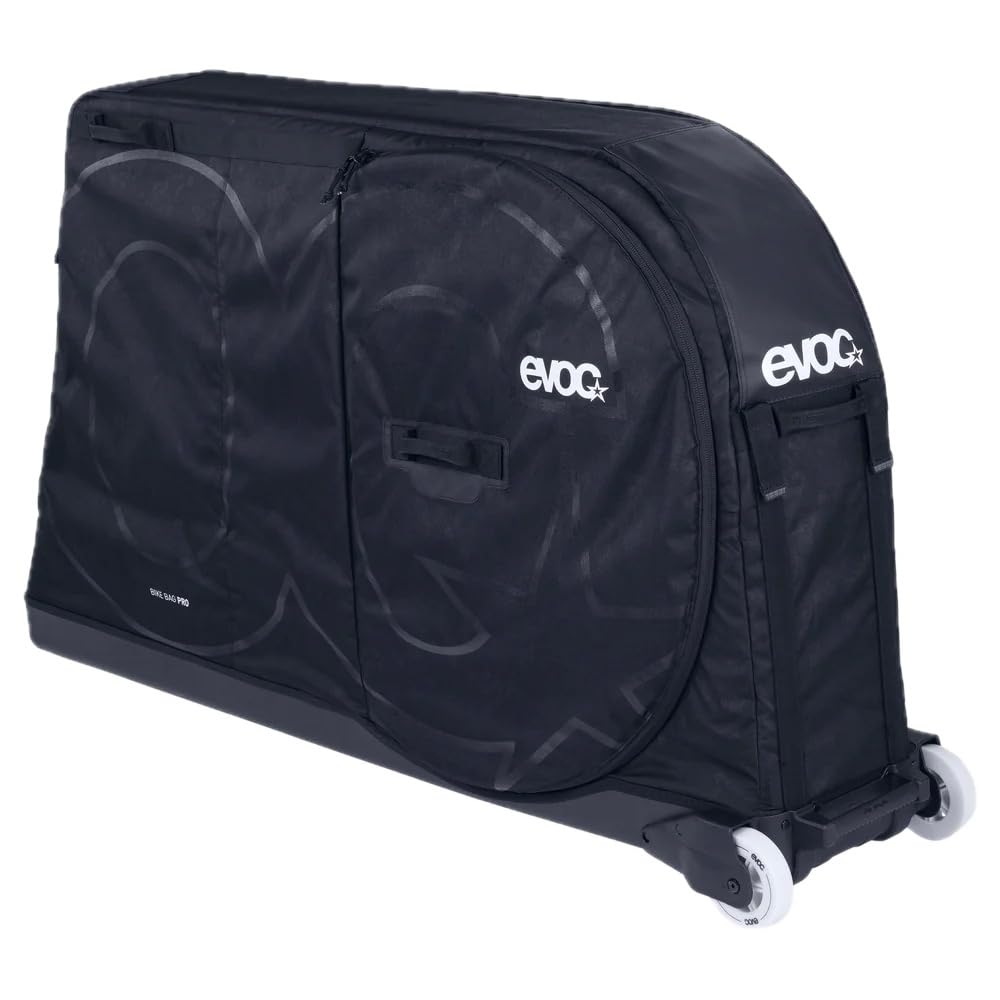 EVOC BIKE BAG PRO Fahrradkoffer (zusammenfaltbare Fahrrad-Transporttasche für Renn-, Gravel-, XC-, FR-, Enduro-, DH- & ≤29“-Räder, CLIP-ON WHEEL 3.0, max. Radstand 130 cm, BIKE STAND PRO), Black
