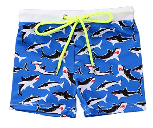 Styles I Love Baby Toddler Boys Printed Swim Shorts Bathing Suit Beach Pool Boy Swim Trunks (Blue Shark, 110/3T)