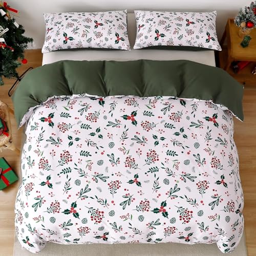 BSYYZQC Bettwäsche 160x200 Weihnachten Bettbezug Rote Frucht...