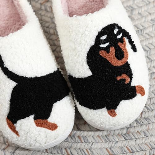 Animal Slippers for Women Men Fuzzy Memory Foam Kawaii Cartoon Dog Dachshund Pug Slippers Winter Warm Fluffy House Shoes Home Outdoor Slippers2
