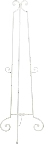 Miniatura 8 de Deco 79 Caballete de metal grande ajustable para exhibición de piso, 3 niveles con soporte de cadena, 20 x 27 x 61 pulgadas, color blanco