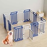 Parque Perros PequeñOs Rectangular, Cercado para Perros PequeñOs, Valla Perros Casa, Interfaz Resistente + Ventosas de PVC Corral de PláStico, Seguro e Inodoro ( Color : Blue and white , Size : 169 x7
