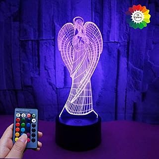 3D Angel Night Light Lamp 7/16 Color Change LED Lamp USB Powered Remote Control Decor Toys Kids Gift Christmas Valentines Gift Birthday Gift