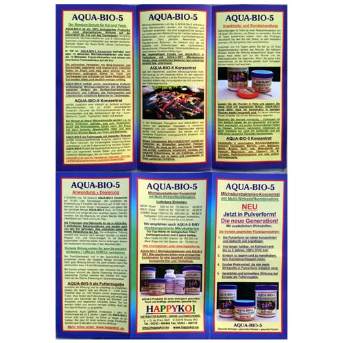 HAPPYKOI Aqua-Bio-5® Milchsäurebakterien-Konzentrat in Pulverform mit Enzym-Hefezellen, Vorbeugung gegen Krankheiten bei Koi u. Teichen, Gartenteiche, Aquarien | Jumbo Dose - Inhalt: 1500 ml