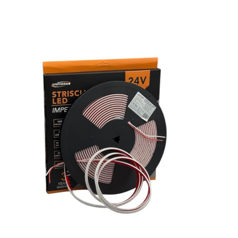UNIVERSO 3528-ES24V STRISCIA LED SMD 2025 M0NOCOLORE 280 LED/METRO DC 24V SUBACQUEA IP68 BOBINA 10 METRI (Bianco Caldo)