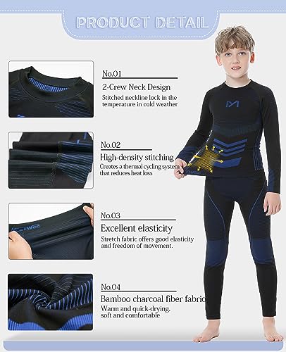 Children's Thermal Underwear Set, Skin-friendly Sports Underwear Base Layer Winter Ski Hunting Gear for Boys Girls2
