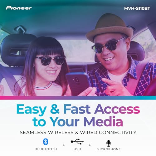 Image of Pioneer MVH-S110BT 1-Din Digital Media Receiver Car Stereo - Bluetooth, USB Input, 50W x 4 Output, AM /FM Radio, iPhone & Android Compatible, Front & SW (Mono) RCA Output