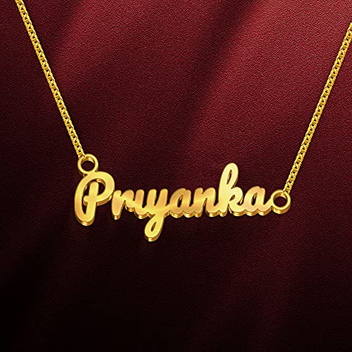 Image of Priyanka Cursive Gold & Silver Name Pendant Necklace, Best Jewelry Gift for Girls.