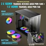 Antec C8 ARGB, 2X TQR 160mm & 1x TQ 140mm ARGB PWM Fans Included,Dual-Chamber Layout, Type-C, 360mm Radiator Support, Seamless TG Front & Side Panels, RTX 40 Compatible, Full-Tower E-ATX PC Case - Image 3