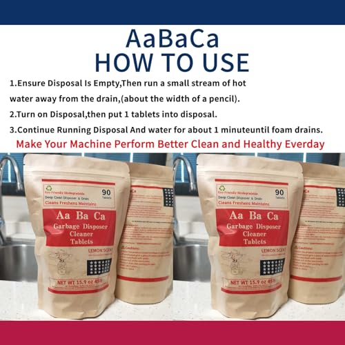 image for AaBaCa Garbage Disposal Cleaner Tablets 90 Counts Lemon Scent Power Fo