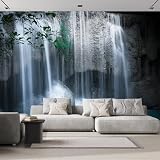 FLFK Flowing Waterfall Landscape Self-Adhesive Wallpaper 141.7'x98.4'-Peel and Stick Wall Murals Large Painting Poster Sticker for Apartment Office Decor