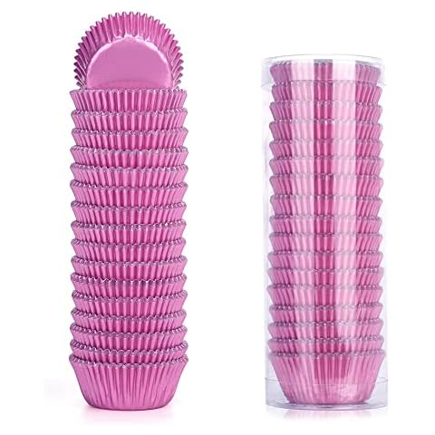 Gifbera Mini Pink Foil Baking Cupcake Cases Muffin Cups 200 Count, Pink Cover