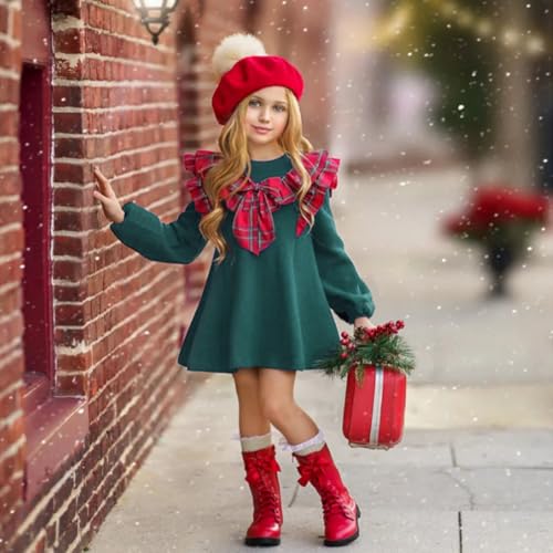 AGQT Toddler Girls Christmas Dress Red and Black Plaid Xmas Midi Dress Size 6M-5T4