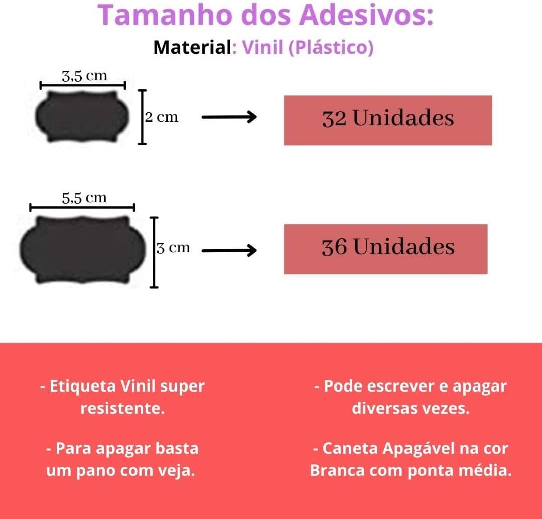 68 Etiquetas Lousa Adesivas Multiuso Com Caneta Para Pote 68 unidades Temperos Condimentos - Westing
