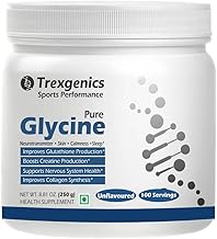 Trexgenics GLYCINE Pure Powder (100 Servings) Neurotransmitter, Skin, Calmness, Sleep, Relaxation Support (250 Gram)