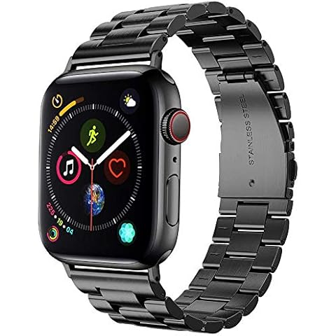 Supoix 46mm/45mm/44mm/49mm/42mm Large Bands Compatible with Apple Watch Series 10 46mm/ 9 8 7 45mm/Ultra/ 6 5 4 SE 44mm/3 2 1 42mm, Stainless Steel Metal Link Replacement Wristbands Strap for Men-Space Black Cover