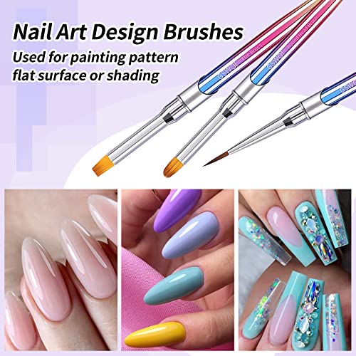 Gswoi 12 Pcs Nail Art Brushes Set, Nail Design Brushes For Nail Art，Nail Brushes For Acrylic Application Set,3D Nail Art Supplies For Nail Design, Gel Polish Painting,Nail Art Tools，Nail Clean Up Brush，Acrylic Nail Brush For Salons And Home #TOP3