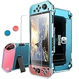 Pakesi for Nintendo Switch Case, Compatible with Nintendo Switch Cover Case and Tempered Glass Screen Protector (360 Degree Full Enclosure Protection)-Blue