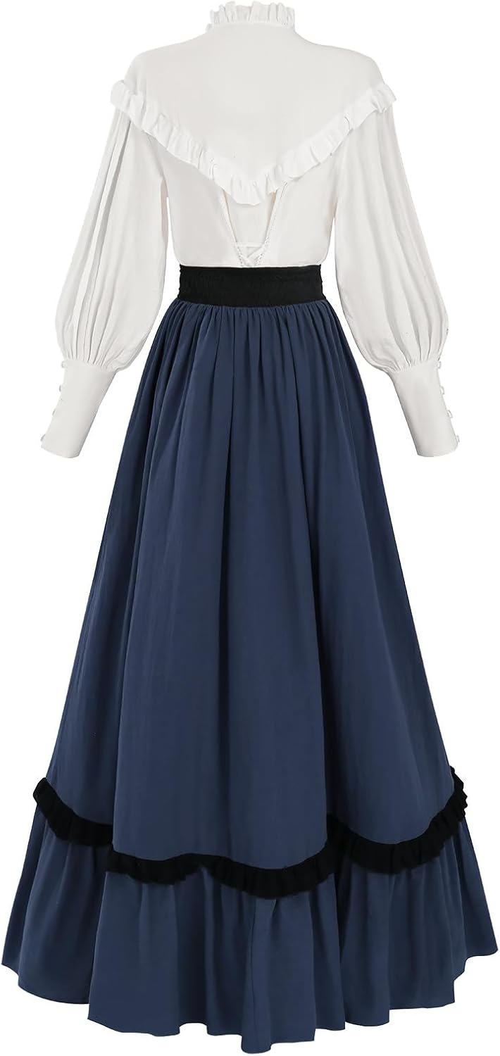 LTAKK Victorian Dress for Women Edwardian Renaissance Costume Medieval Vintage 1800s Dresses 2 Piece - Image 2