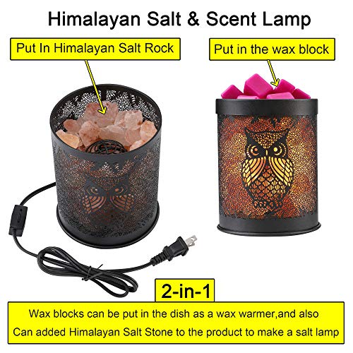 Candle Wax Warmer， Himalayan Salt Lamp, 2-in-1 Scented Wax Melter & Natural Salt Rock Lamp, Tall Ceramic Tart Lamp Warmer - Wax Cube Melter - Air Freshener Odor Eliminator Fragrances Candles Oils - Thumbnail 2