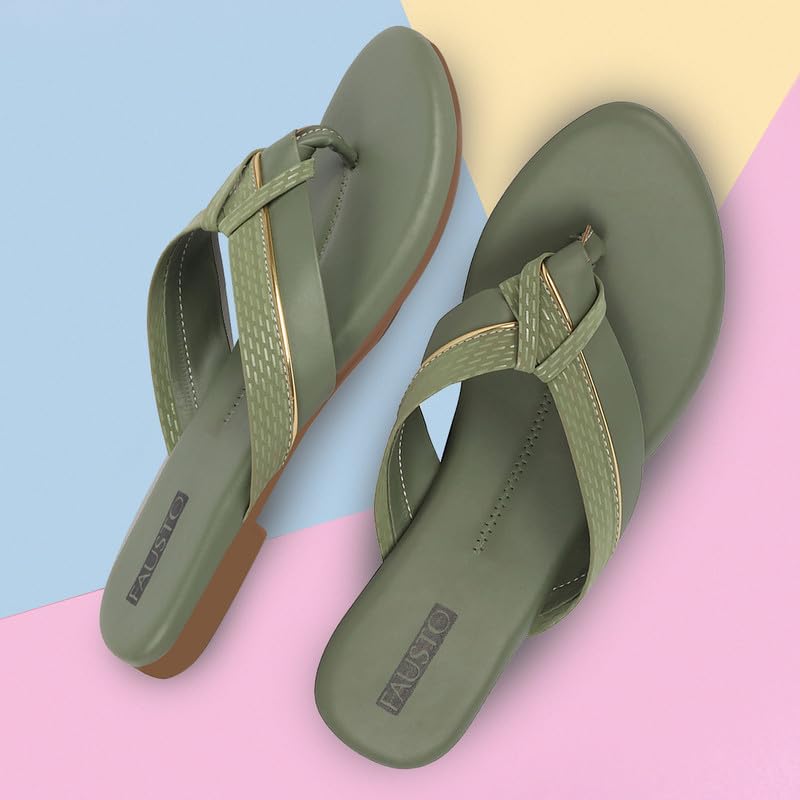 Image of FAUSTO Women's T-Strap Thong Slip On Flats Slippers