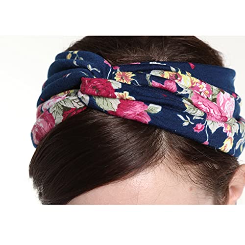 Image of DRESHOW 4 Pack Boho Headbands for Women Girls Yoga Criss Cross Knot Hairbands Vintage Flower Headwraps