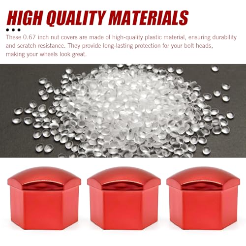 Image of 20 PCS Wheel Nut Cover, Hexagonal Tire Screw Dust and Rust Proof Protective Cap with Puller, Perfect Fit Plug-in Tire Bolt Personalized Decorative Accessories, for Most Cars Trucks (Red)
