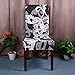 BTSKY Fabric Stretch Dining Room Chair Covers- Set of 6 Soft Spandex Fit Banquet Chair Seat Protector Slipcover with Printed Pattern for Home Party Hotel Wedding Ceremony(Style03)