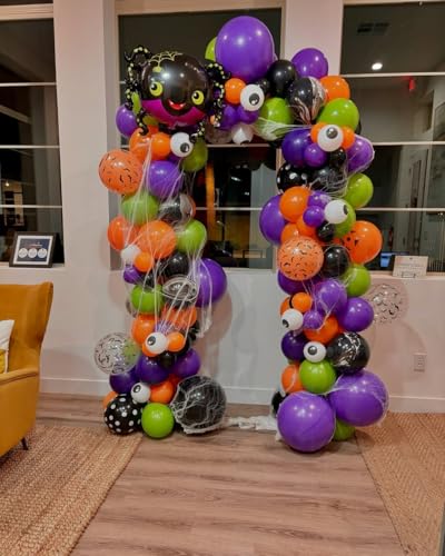 Image of Halloween Balloons,55Pcs 12Inch Orange Black Purple Green Confetti Balloons Kit, Orange and Black Balloon for Birthday Graduation Halloween Party Decorations