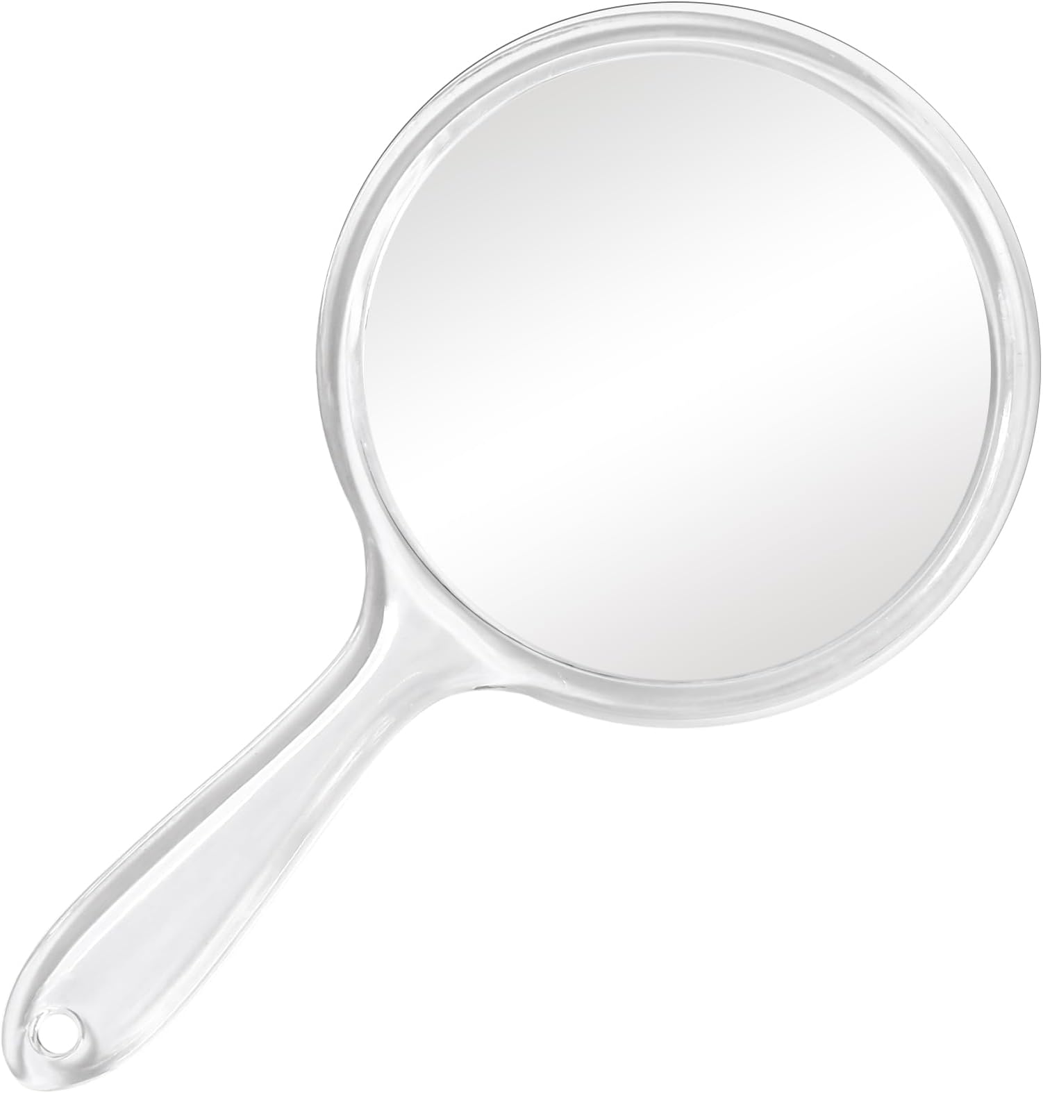 D Handheld Mirror with Handle - 5.4" W x 10.4" L Hand Mirror Large Doule Sided Magnifying Mirror 1X 2X Handle Makeup Mirror Acrylic Handheld Mirror Rounded Shape Transparent
