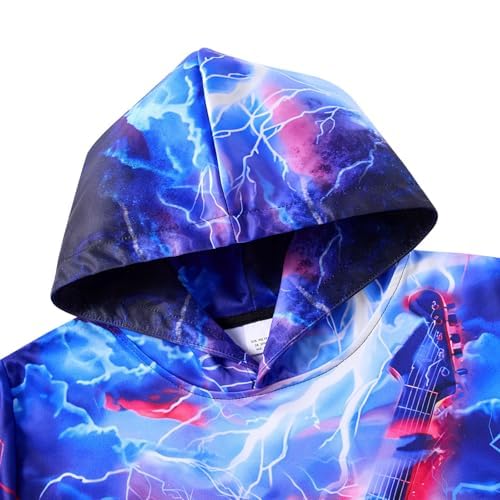 Image of Belovecol Boys Hoodies 3D Printed Hooded Sweatshirts with Pocket for 6-16Y | Pullover Hooded Style Pattern All-over Printed Long Sleeve Non-Fleece Soft Lightweight Tops for Kids