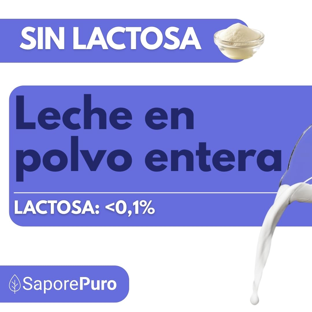 SaporePuro Leche Entera en Polvo Sin Lactosa 1 kg – Ideal para Pasteles, Pan y Helados, Uso Profesional e Industrial
