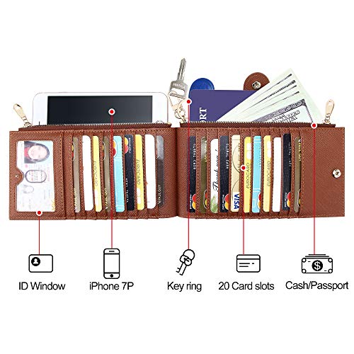 KUKOO Wallets for Women RFID Blocking Large Capacity Slim Bifold Multi Card Organizer Wallet with Zipper Pocket Gift Box4