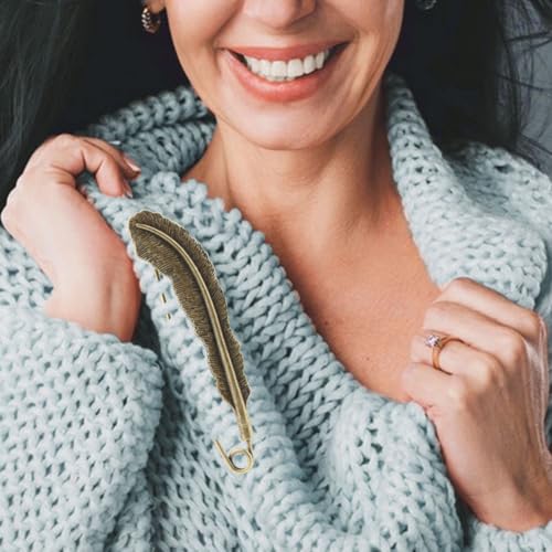 Image of 6 Pcs Large Safety Pins, Unique Styling Design Vintage Chic Brooch Pins Decorative Safety Pin-s for Clothing Giant Retro Sweater Lapel Pins Vintage Brooch Pin-s for Women(Color:Bronze)