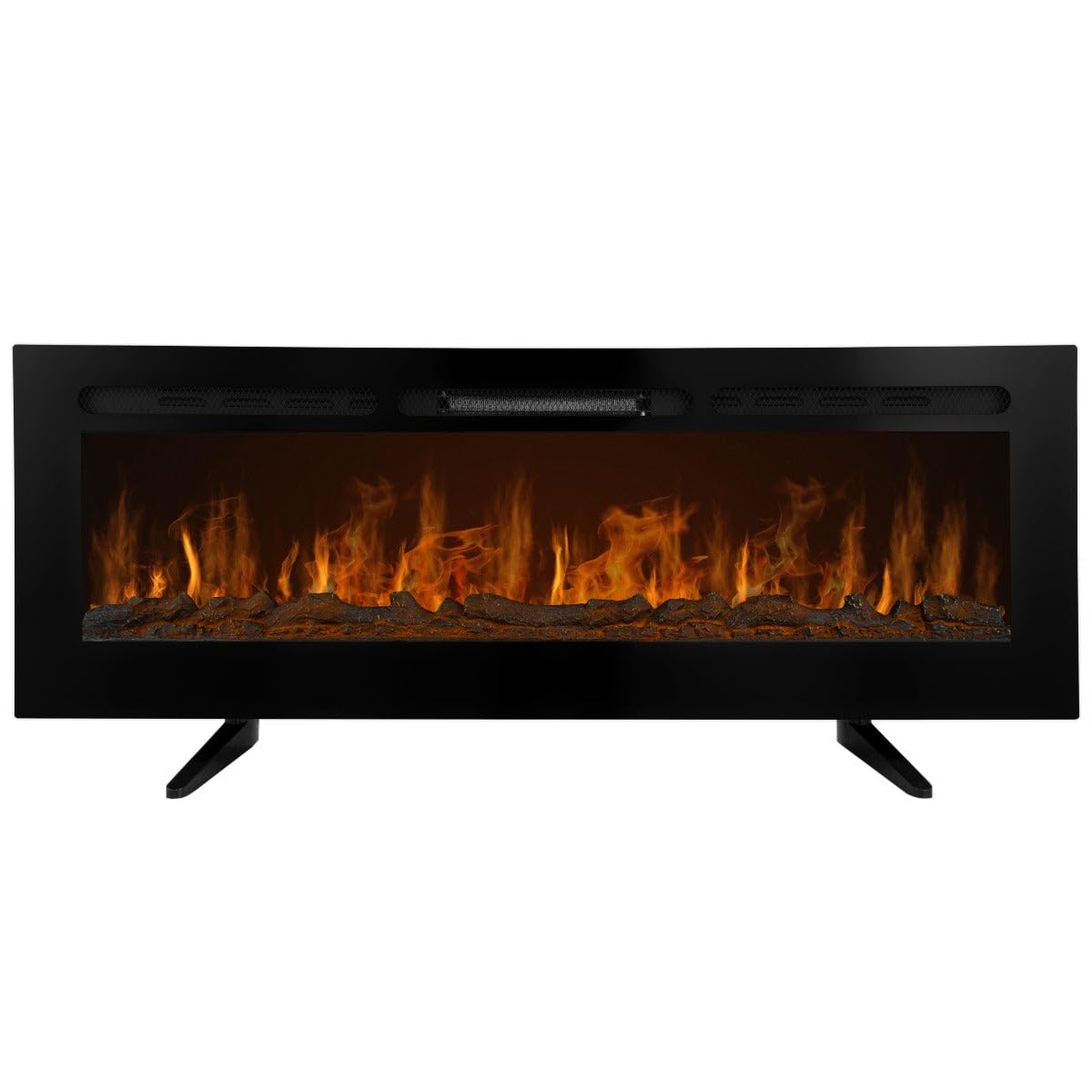 Monster Shop Black Electric Wall Mounted Inset Led Fireplace Free Standing 60" 950W 1850W 12 Colours Timer Remote Adjustable Brightness Pebbles Clear Crystals Log Effect 3D Flame 15 – 35 Degrees C Fixing Kit