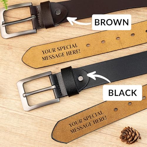 Custom Text Engraved Leather Belt, Your Special Message Here, Custom Engraved Leather Belt for Daddy, Husband, Boyfriend on Christmas, Anniversary, Birthday, Valentine3
