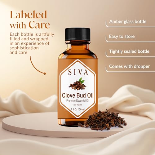 Image of Siva Clove Bud Essential Oil 1 Fl Oz - for Diffuser, Skin & Hair Care - Ideal for Massage & DIY Blends- with Dropper