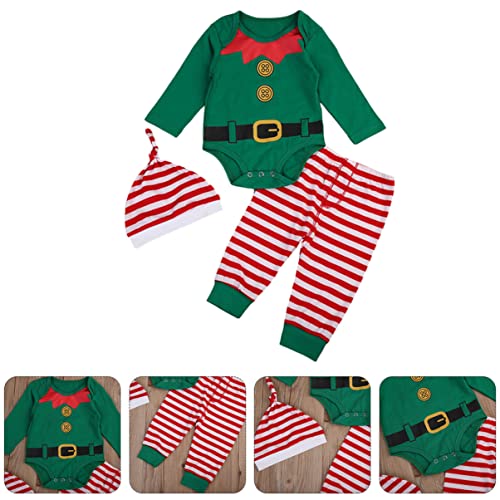 PRETYZOOM 2Pcs Baby Elf Christmas Christmas Baby Elf Pajamas Christmas Baby Santa Rompers Baby Elf Romper Bodysuit Outfit Baby Santa - Afbeelding 7