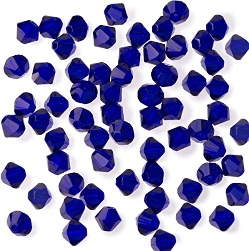 40x Preciosa Bohemian Crystal Beads 4 mm Double Cone Czech Glass Cut Beads Glass Beads Bicone Beads (Cobalt Blue) - Image 2
