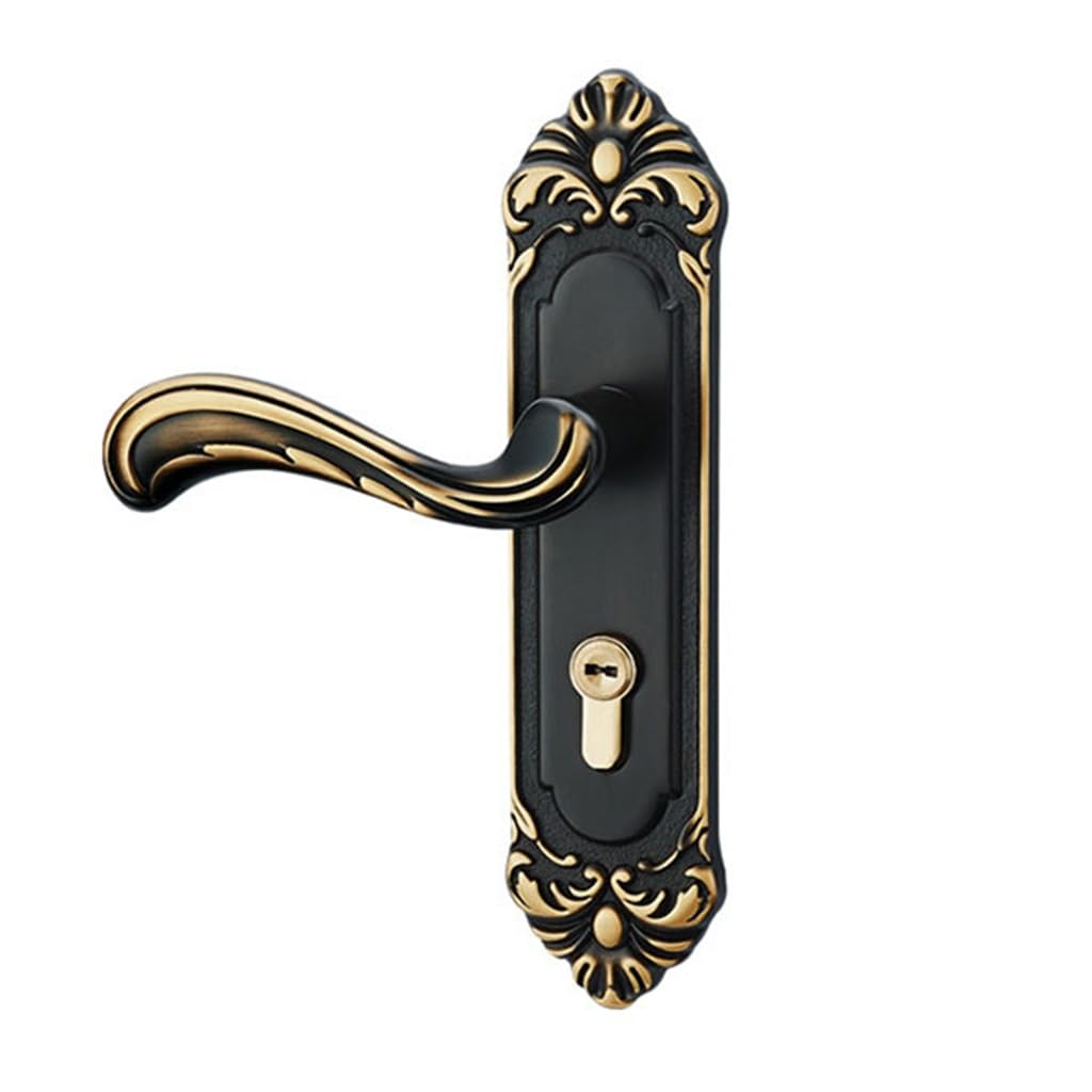 MOBYGKFY Bedroom Silent Door Lock Interior Copper Room Gold